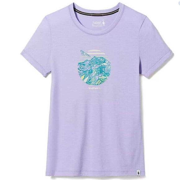 Smartwool Small Peak Freedom Lavender Purple Merino Wool Graphic T Shirt Tee - Picture 1 of 9